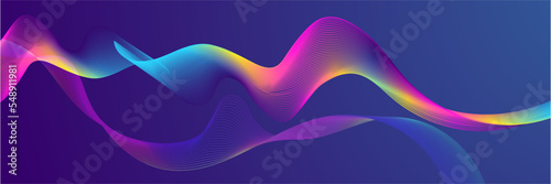 Blue minimal wavy lines abstract futuristic tech background. Vector digital banner design