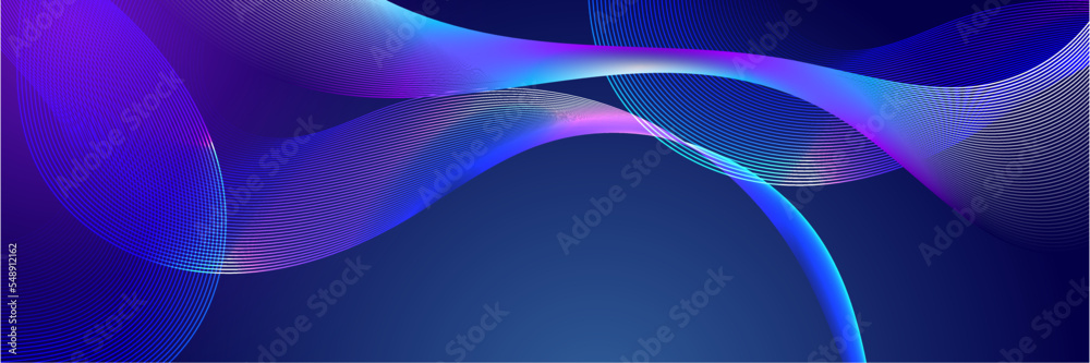 Blue minimal wavy lines abstract futuristic tech background. Vector digital banner design Blue minimal wavy lines abstract futuristic tech background. Vector digital banner design