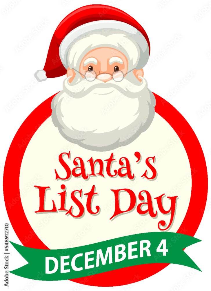 Santa's list day text banner design Santa's list day text banner design