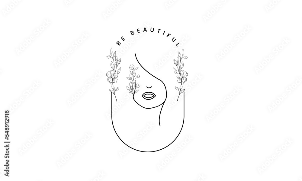 Botanical face logo design 