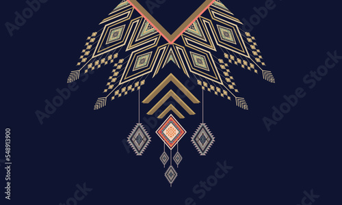 Geometric Ethnic oriental pattern traditional .Floral necklace embroidery design.