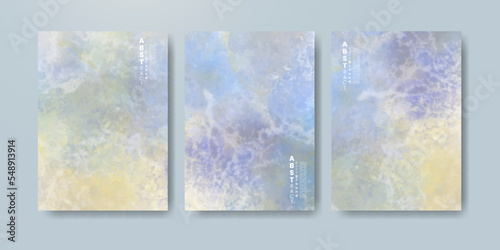 Set of cards with bright colorful vector watercolor background. Design for your date, postcard, banner.