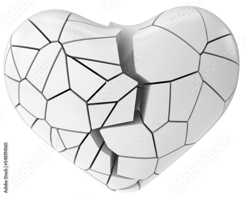 Broken heart. Heartbroken. lovelorn. 3D illustration.
