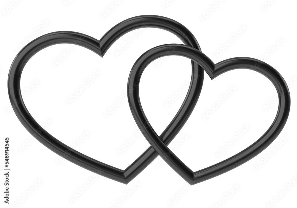 Couple heart. 3D heart. Valentine card decoration. Couple heart. 3D heart. Valentine card decoration.