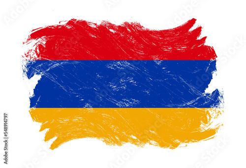 Armenia flag on distressed grunge white stroke brush background