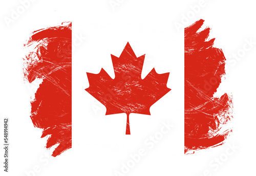 Canada flag on distressed grunge white stroke brush background