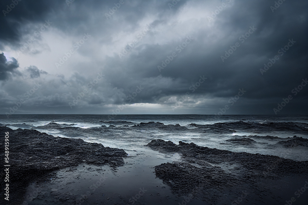 waves breaking on the rocks