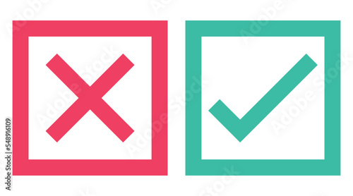 right and wrong icon, confirm and cancel sign of making agreement, positive or negative symbol