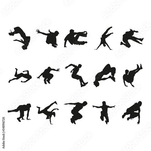 freestyle parkour silhouette set