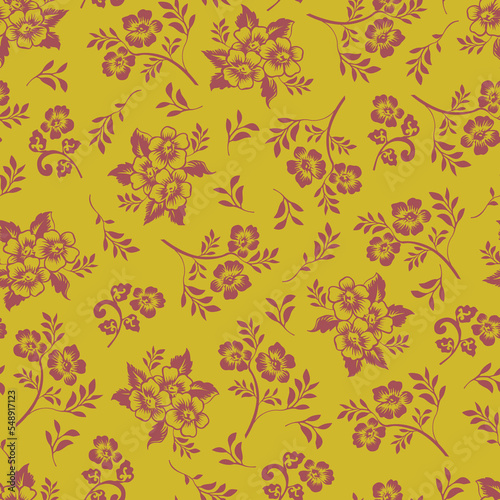 Vector monochromatic floral seamless pattern digital textile print. Vector illustration