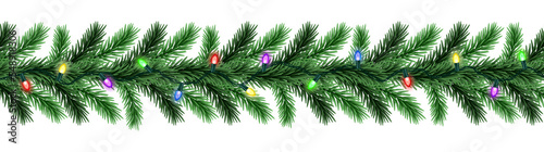 christmas branch and light on transparent background.