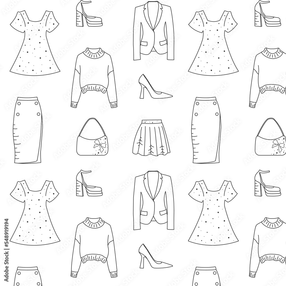 Naklejka premium pattern with clothes doodle, for baner, advertising poster