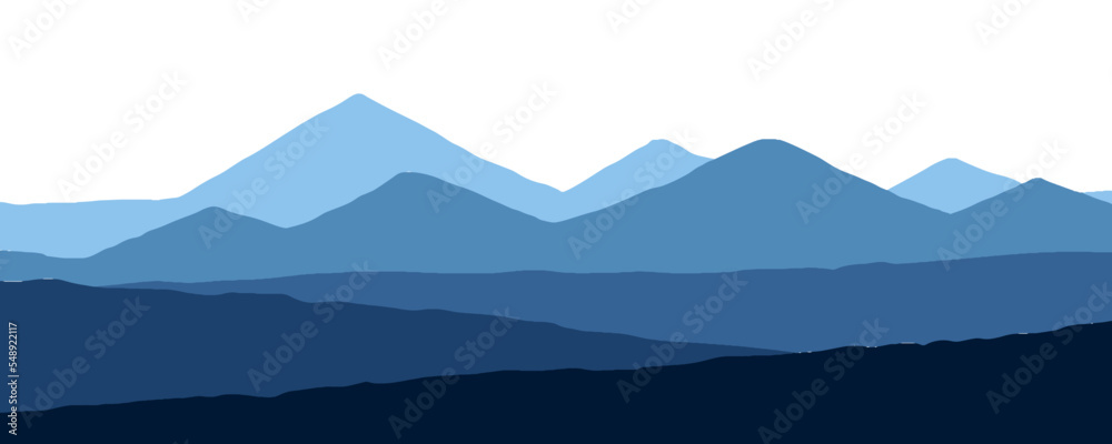 Mountain outdoor panoramic range flat style banner background design.