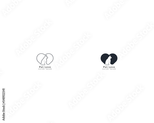Cat House  home with heart Logo design vector icon line art outline mono line, Home pets care Logotype concept icon, Modern Pet shop logo design icon, Trendy, modern, minimal pet logo vector.