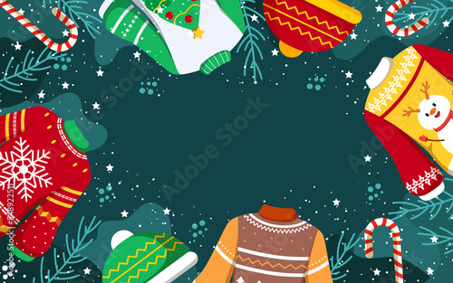 Ugly Sweater Christmas and Ornament Background