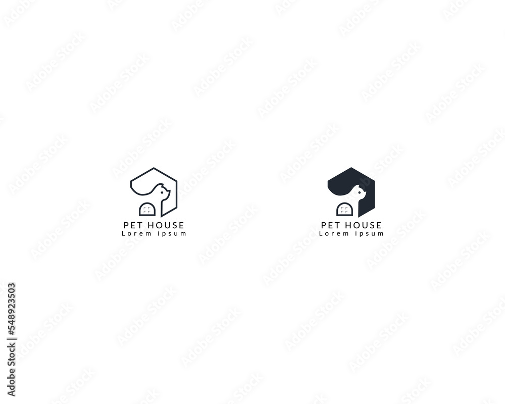 View of Pet house home logo design template, pet love logo design suitable for ...
