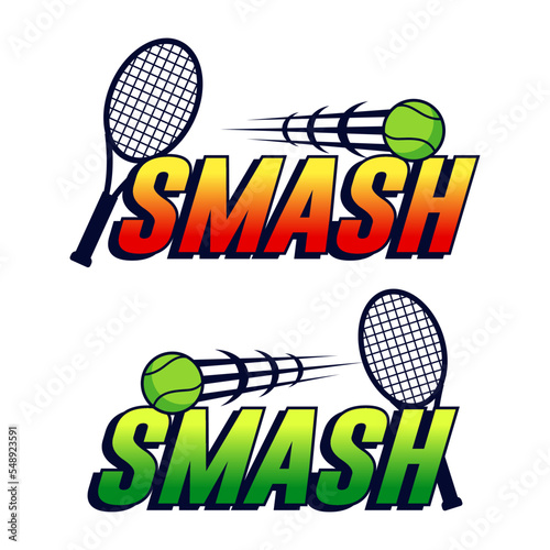 smash in tennis sport with racket and ball vector design