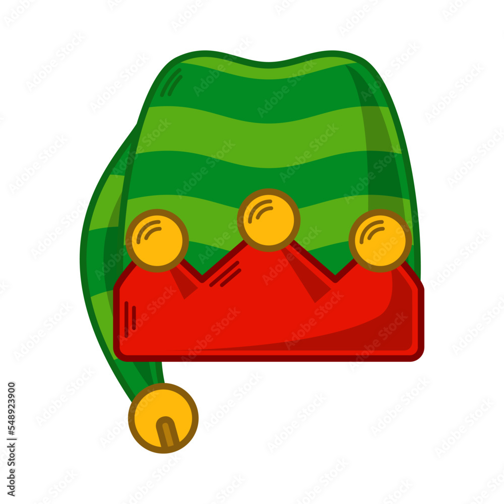 Naklejka premium Cartoon green Elf hat illustration. EPS 10 vector