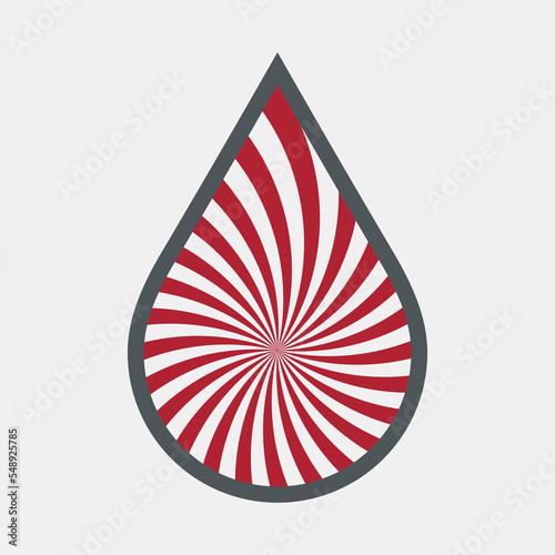 Water drop droplet raindrop Spiral Swirl Radial Hypnotic Psychedelic illusion rotating icon quality vector illustration cut