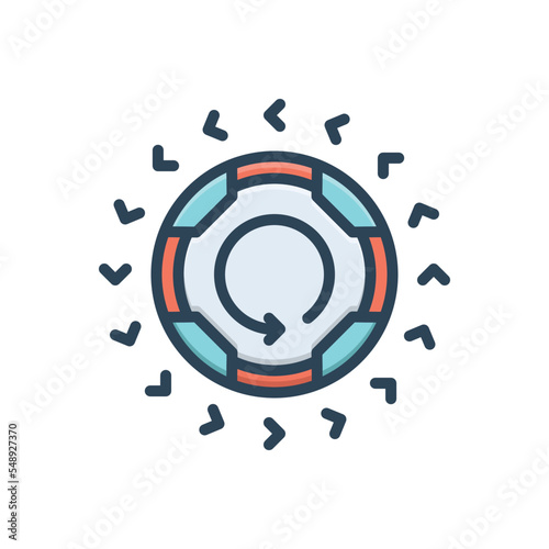 Color illustration icon for circular photo