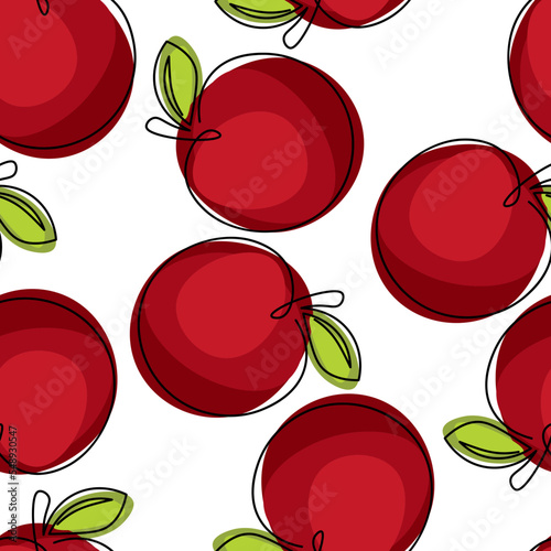 seamless pattern with an image of an uneven-shaped apple. Print on clothes, textiles. Vector image.	