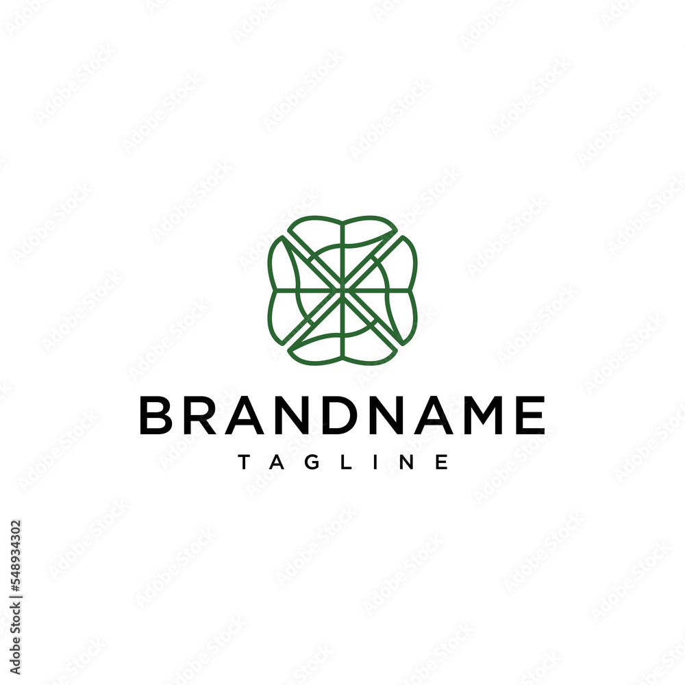 Flower line art logo design vector template