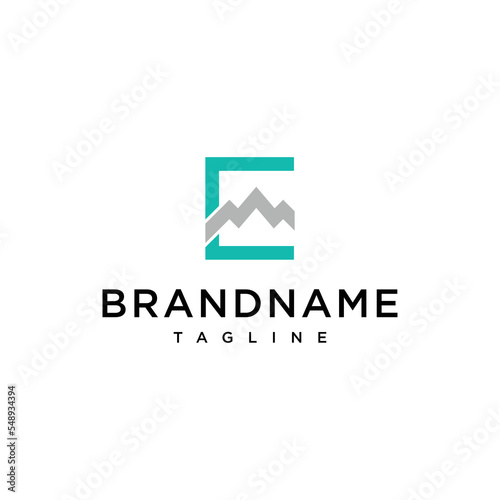 Letter E mountain logo design vector template