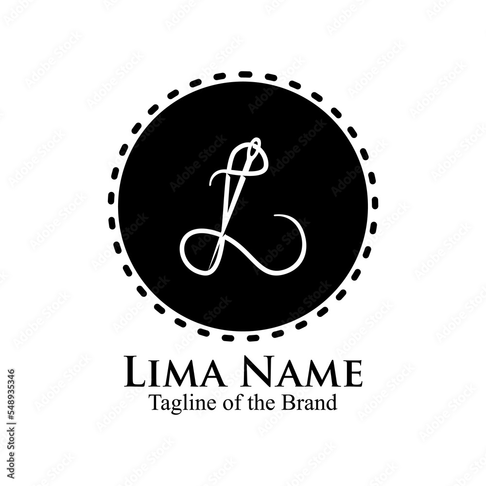 Abstract Initial Letter L for Tailor logo, thread and needle. vector illustration best logo design.