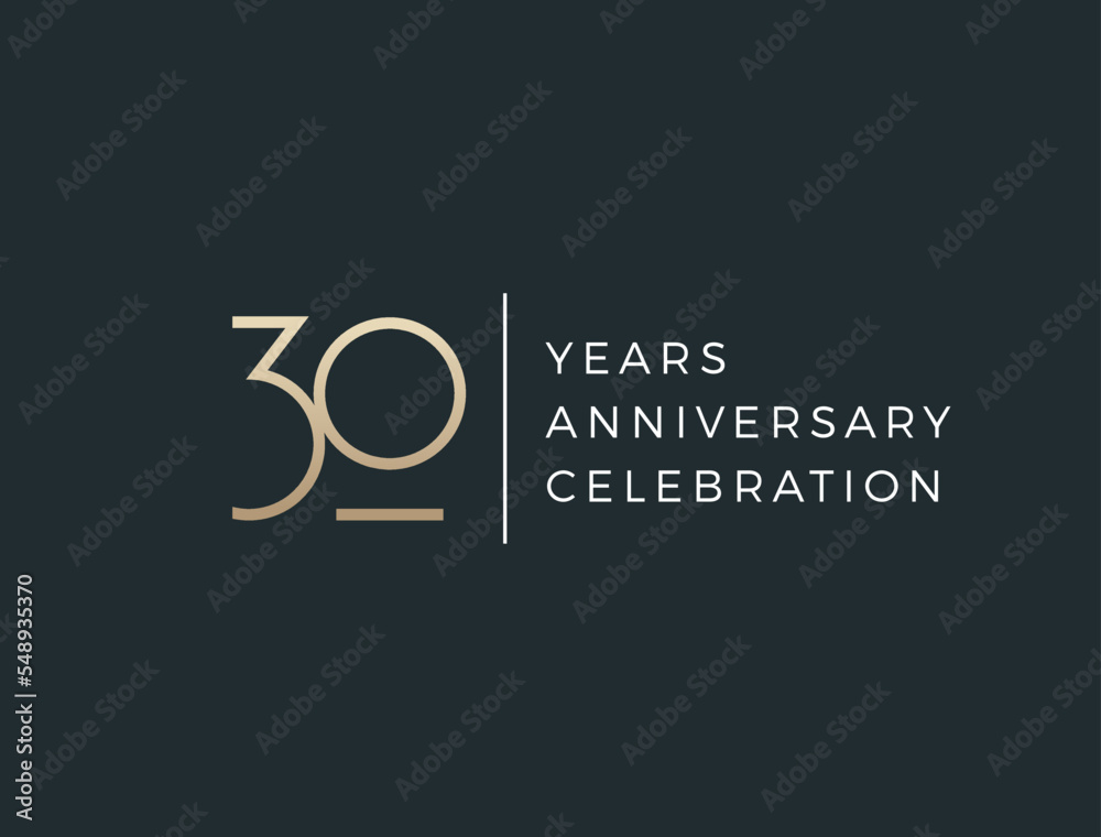 Thirty years celebration event. 30 years anniversary sign. Vector design template.
 - obrazy, fototapety, plakaty 