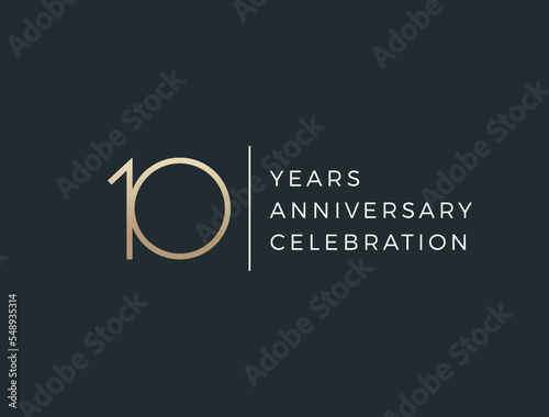 Ten years celebration event. 10 years anniversary sign. Vector design template.