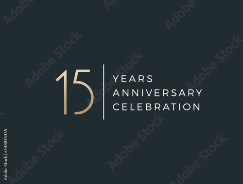 Fifteen years celebration event. 15 years anniversary sign. Vector design template.
