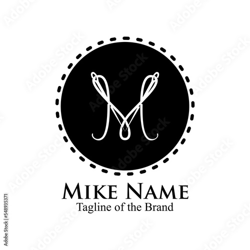 Abstract Initial Letter M for Tailor logo, thread and needle. vector illustration best logo design.