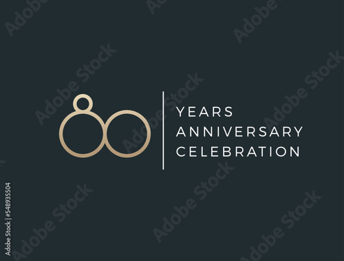 Eighty years celebration event. 80 years anniversary sign. Vector design template.
