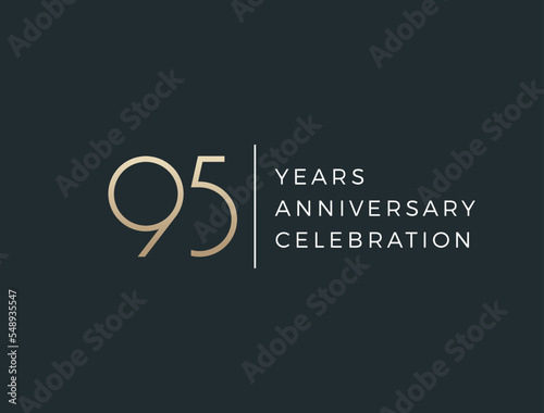 Ninety five years celebration event. 95 years anniversary sign. Vector design template.
