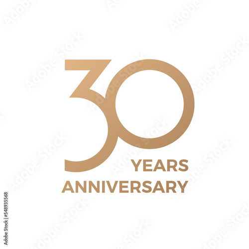Ten years celebration event. 30 years anniversary sign. Vector design template. 