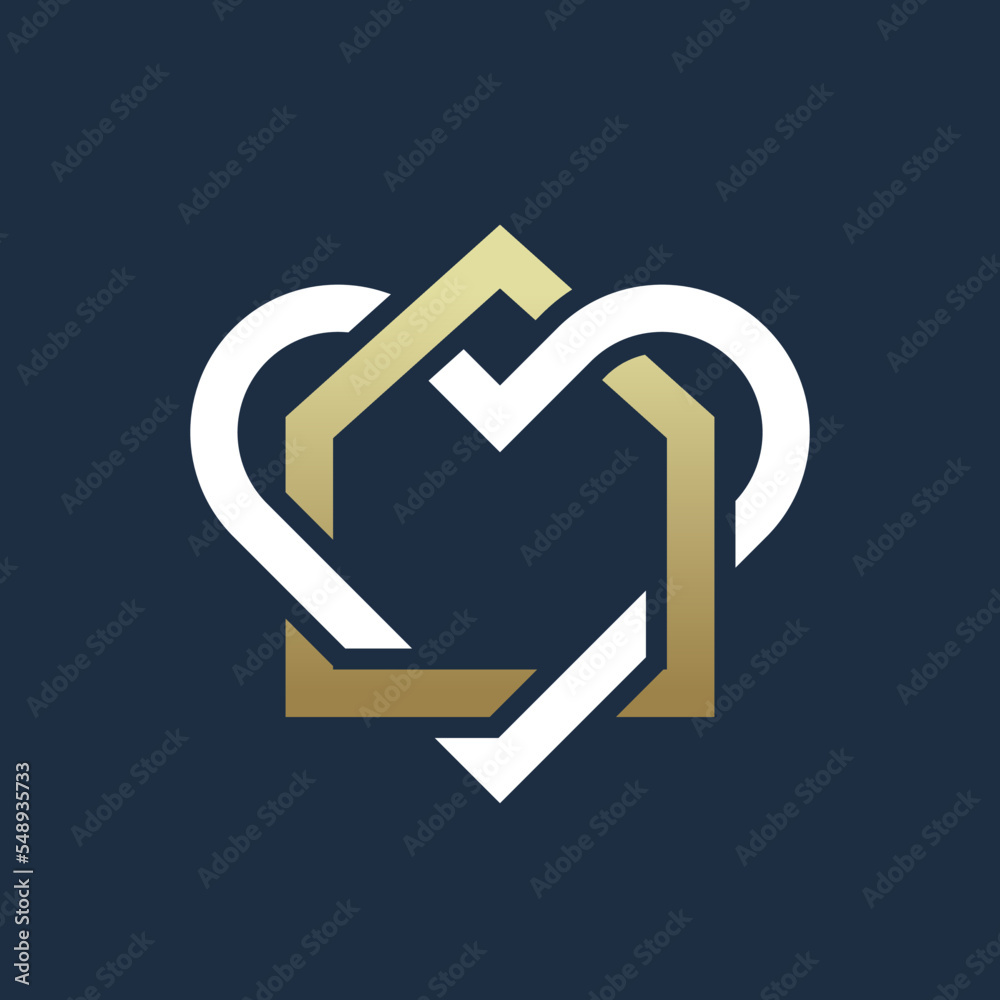 Home and heart logo. Abstract creative logotype. Stock Vector Adobe Stock