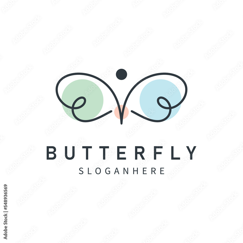 Beauty Flying Butterfly Logo Design Template