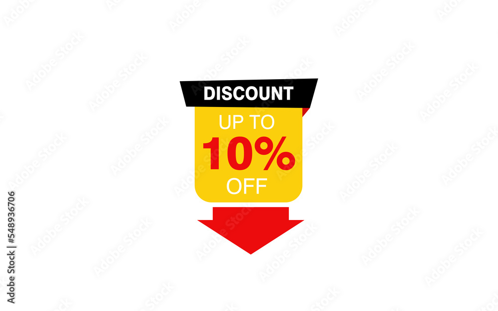 10 Percent discount offer, clearance, promotion banner layout with sticker badge.