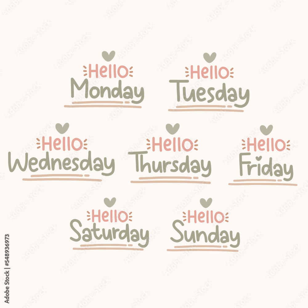 Name of The Day Handwriting Lettering in Cute Earthy Colors Name of The Day Handwriting Lettering in Cute Earthy Colors