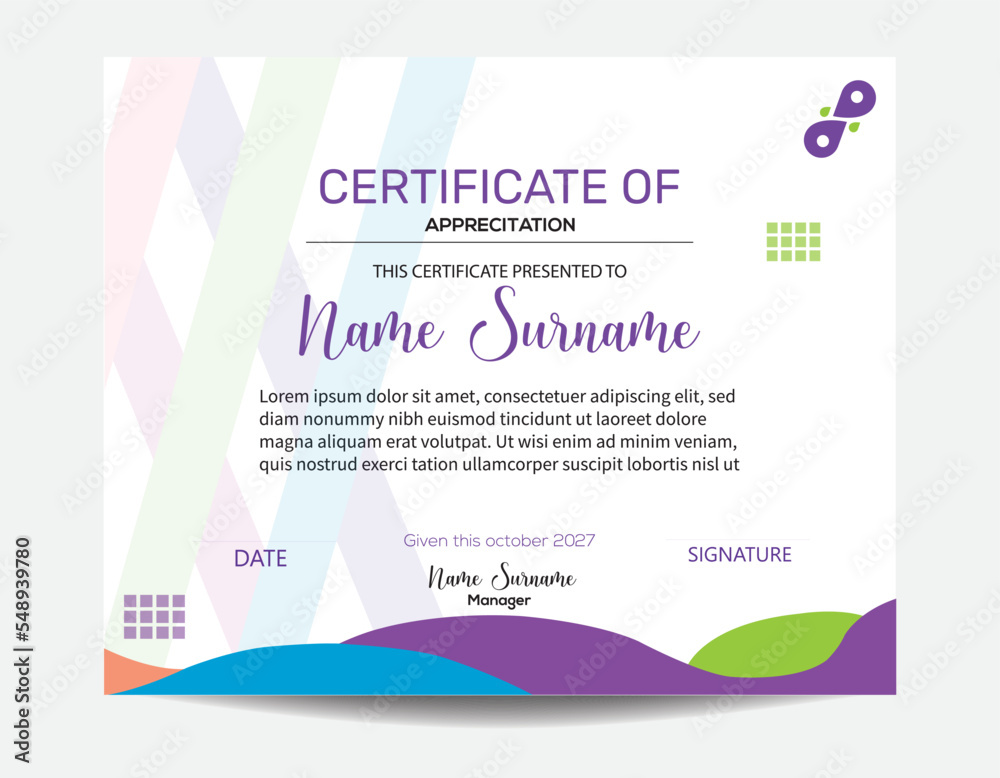 Certificate of appreciation or diploma design template