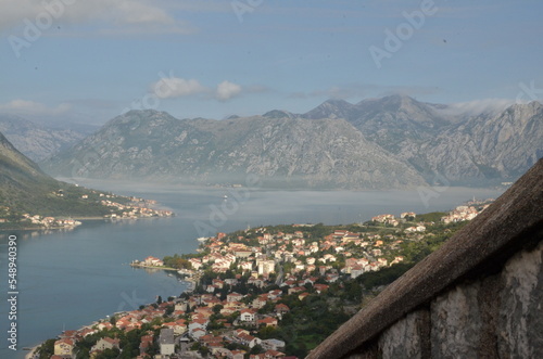 Coast of Kotor Montenegro by cruise ship summer panorama