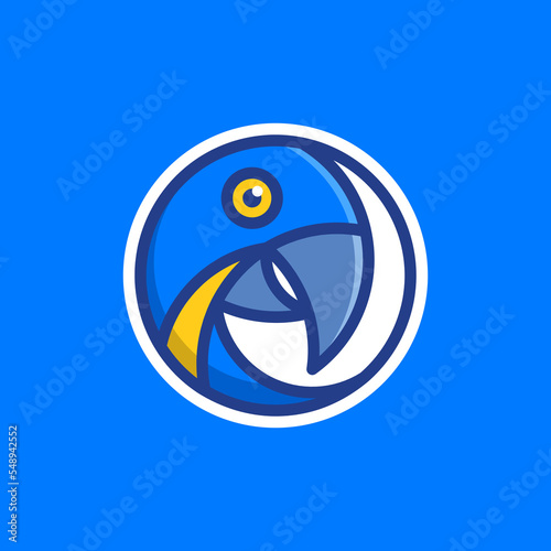 Blue Macaw Parrot in Circle Logo 