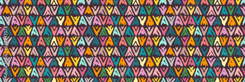 Grunge doodles pattern. Tribal simple ornament seamless pattern. Grunge ethnic background. Simple doodle pattern. Modern fabric design. 80s or 90s clothes fabric. Contemporary ornaments.
