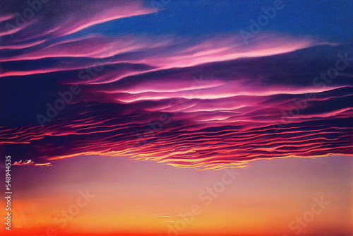 Picture of pink stratus clouds over sunset sky