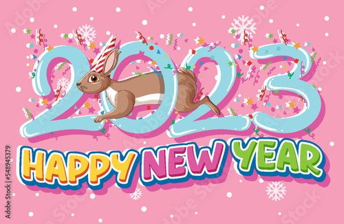 Happy new year 2023 with cute rabbit banner design
