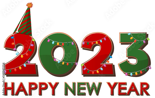 Happy New Year 2023 text for banner design