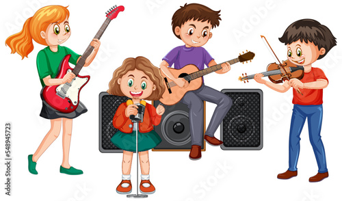 Children playing musical instrument