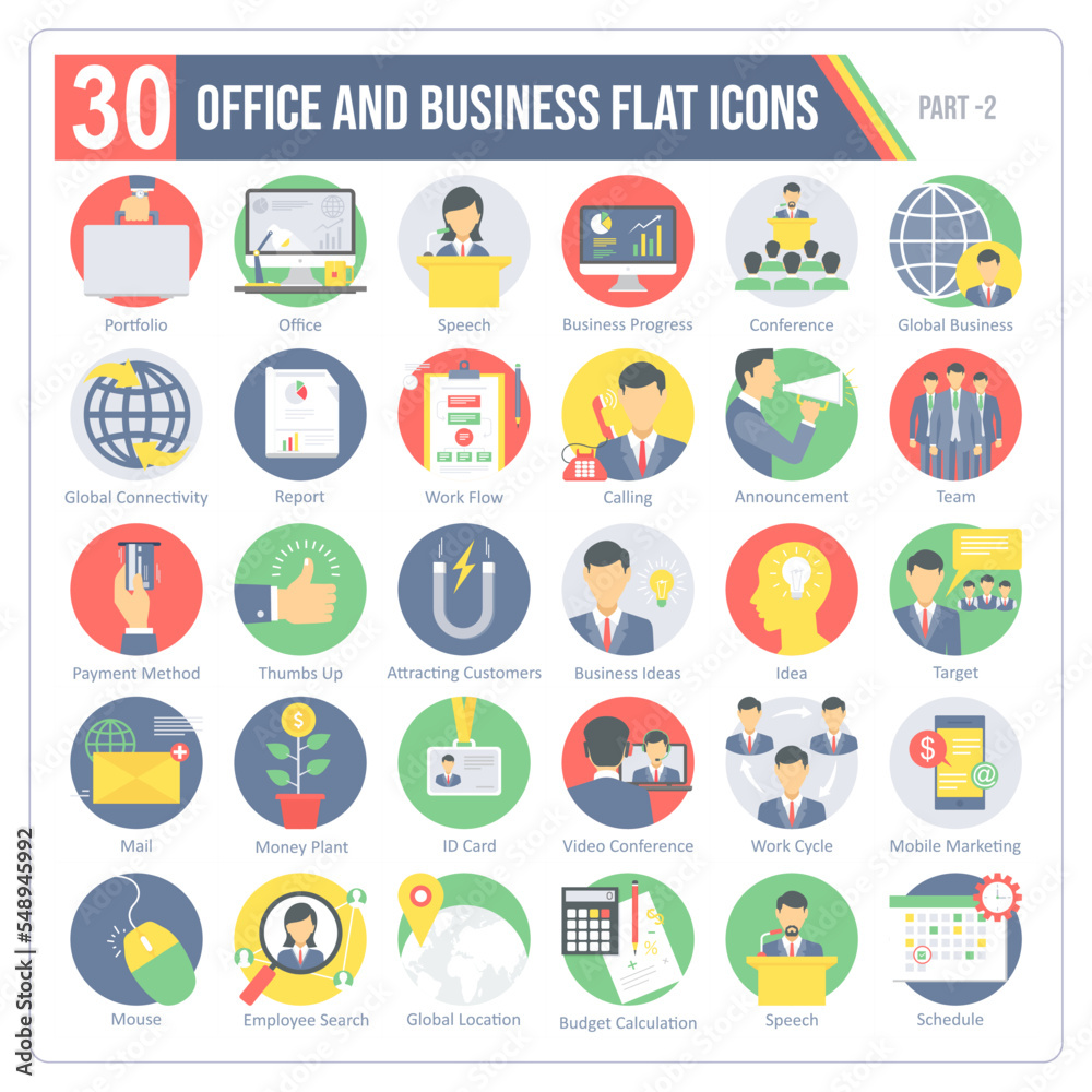 A set of 30 icons for office, business and day to day business activities including planning, meeting, strategy and so on A set of 30 icons for office, business and day to day business activities including planning, meeting, strategy and so on