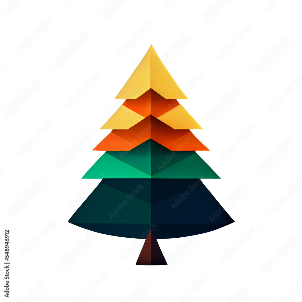 Obraz premium Flat Christmas tree cartoon wallpaper. Modern flat design in winter. Minimalist winter wallpapers