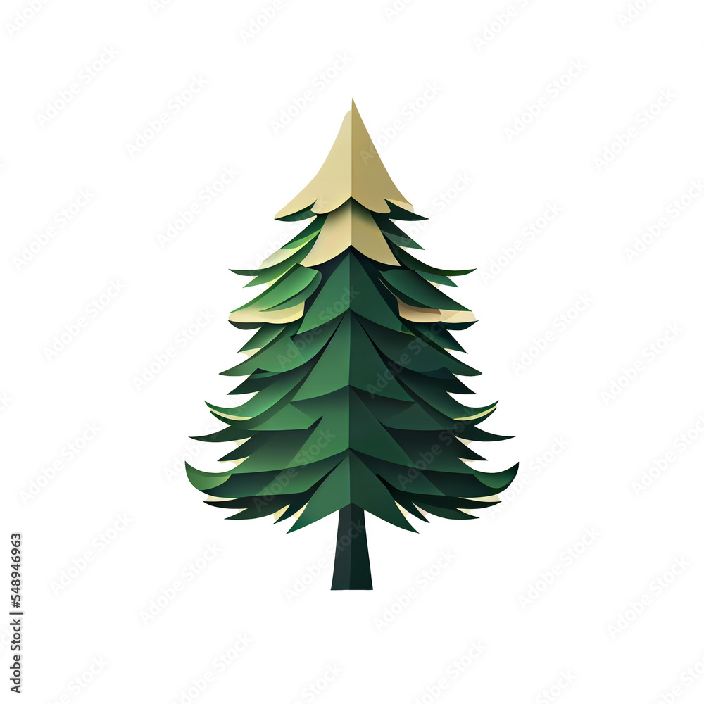 Obraz premium Flat Christmas tree cartoon wallpaper. Modern flat design in winter. Minimalist winter wallpapers